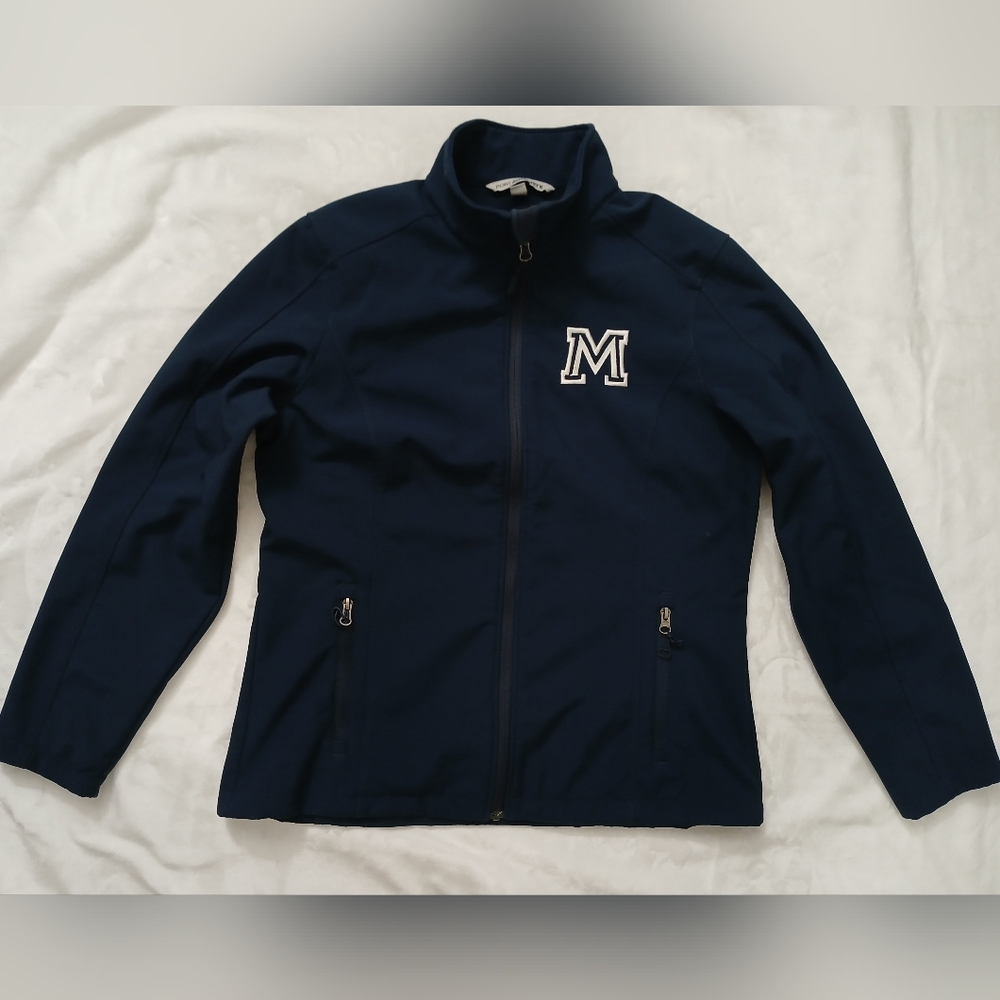 Port Authority Navy Jacket with White Logo